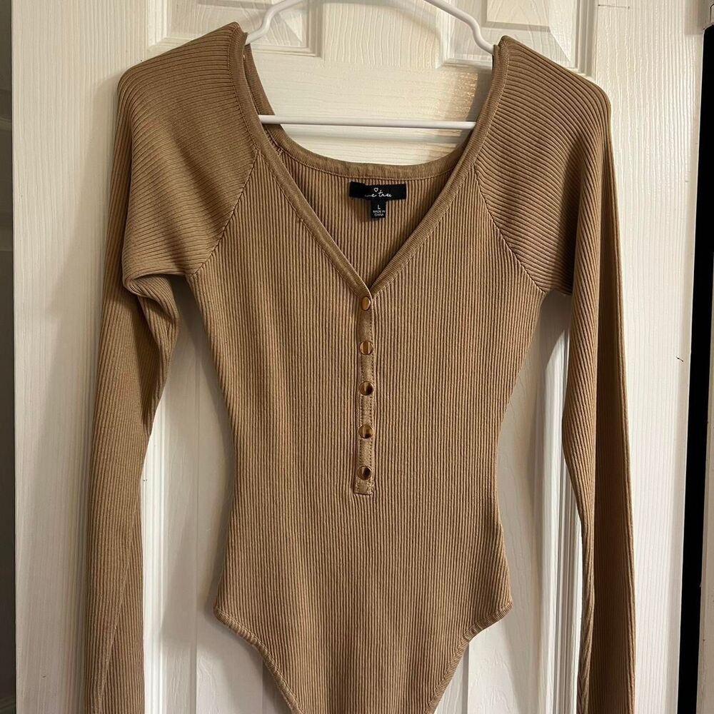 Women's Tan and Brown Bodysuit